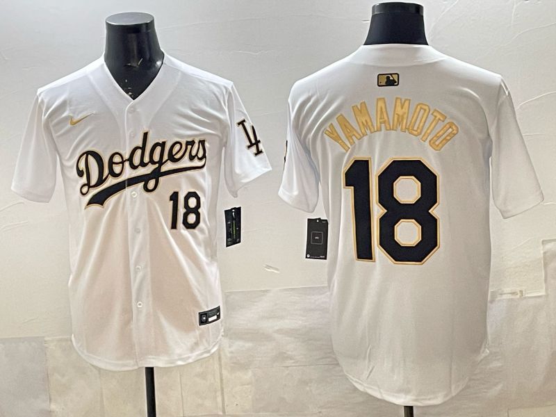 Men 2026 Nike Los Angeles Dodgers #18 Yamamoto White Game MLB Jersey 017